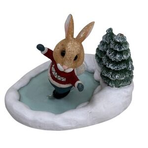 Hallmark Tender Touches Bunny Ice Skating Figurine 1989 Vintage Christmas Decor